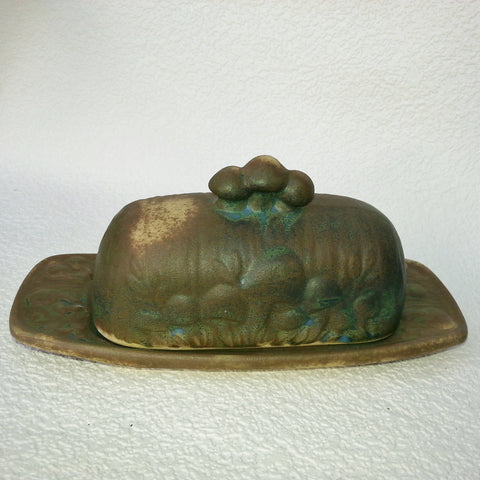 OOAK Mushroom Butter Dish - Brown & Patina