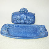 OOAK Mushroom Butter Dish - Cobalt Swirls