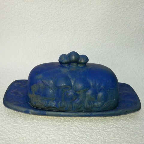 OOAK Mushroom Butter Dish - Matte Blue