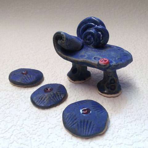 Zencessories Stoneware Faerie Bench with Stepping Stones